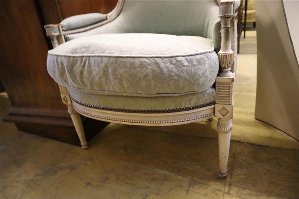 A Louis XVI style cream fauteuil